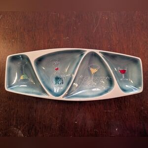Ceramic Divided Serving Tray - Blue and White